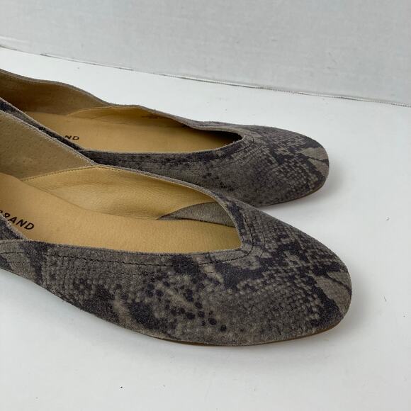 Lucky Brand Sz 10 Alba Grey Suede Animal Print Ballet Flats Soft Comfy - Picture 9 of 16